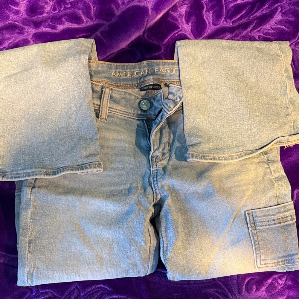 American Eagle Light Wash Cargo Jeans